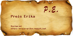 Preis Erika névjegykártya